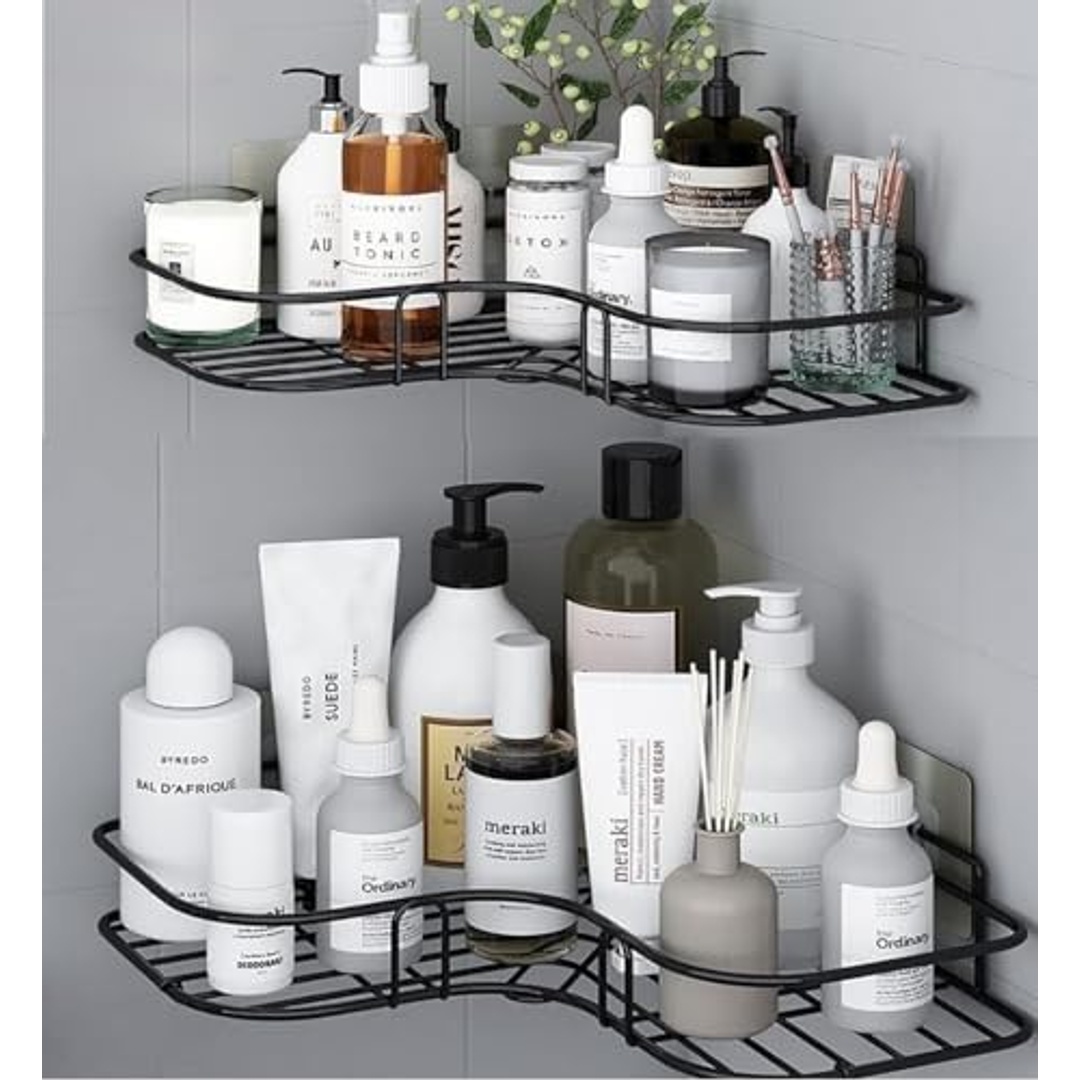 حامل زاوية للحمام والمطبخ - 2 قطعة - أسود