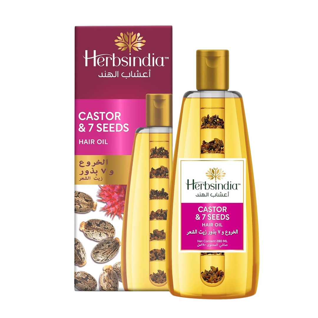 زيت شعر بالخروع و7 بذور من هيربس إنديا - 280 مل