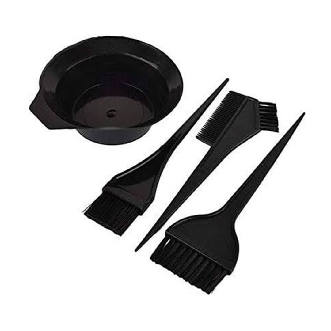 طقم فرشاة وطبق صبغ الشعر - 4 قطع