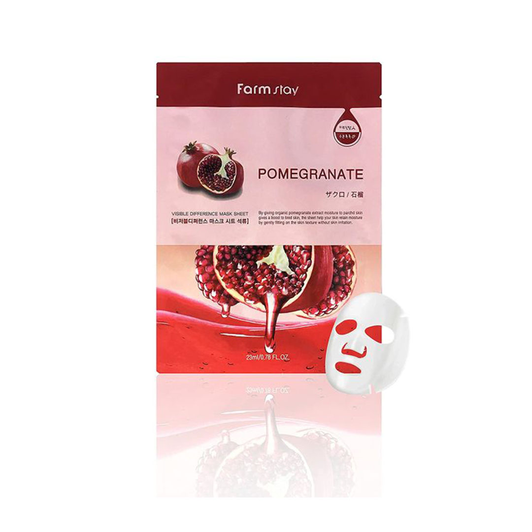 قناع الوجه الكوري المضاد للشيخوخة بخلاصة الرمان من فارم ستاي - 23 مل