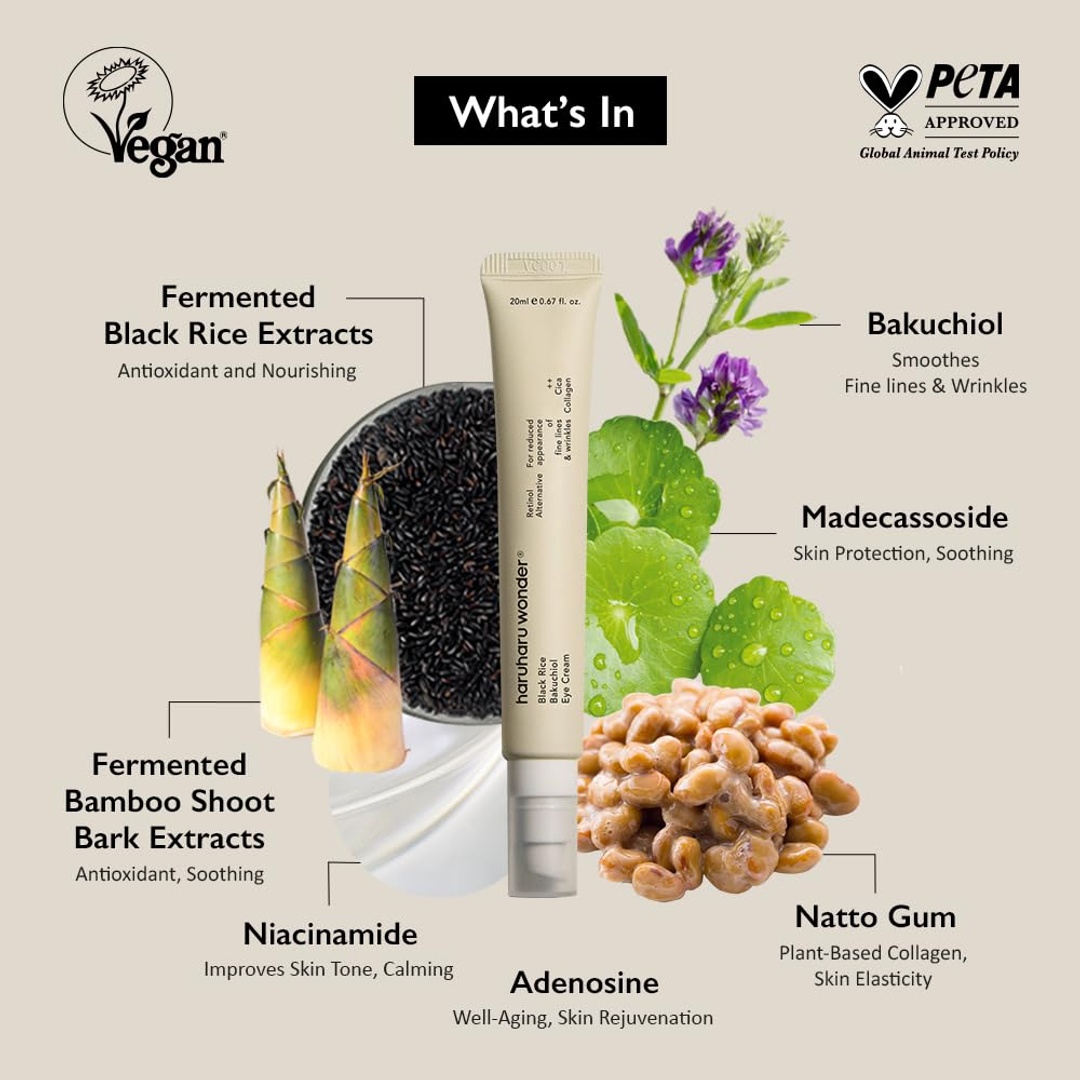 كريم عين بالأرز الأسود وباكوتشيول من هارو هارو وندر - 20 مل