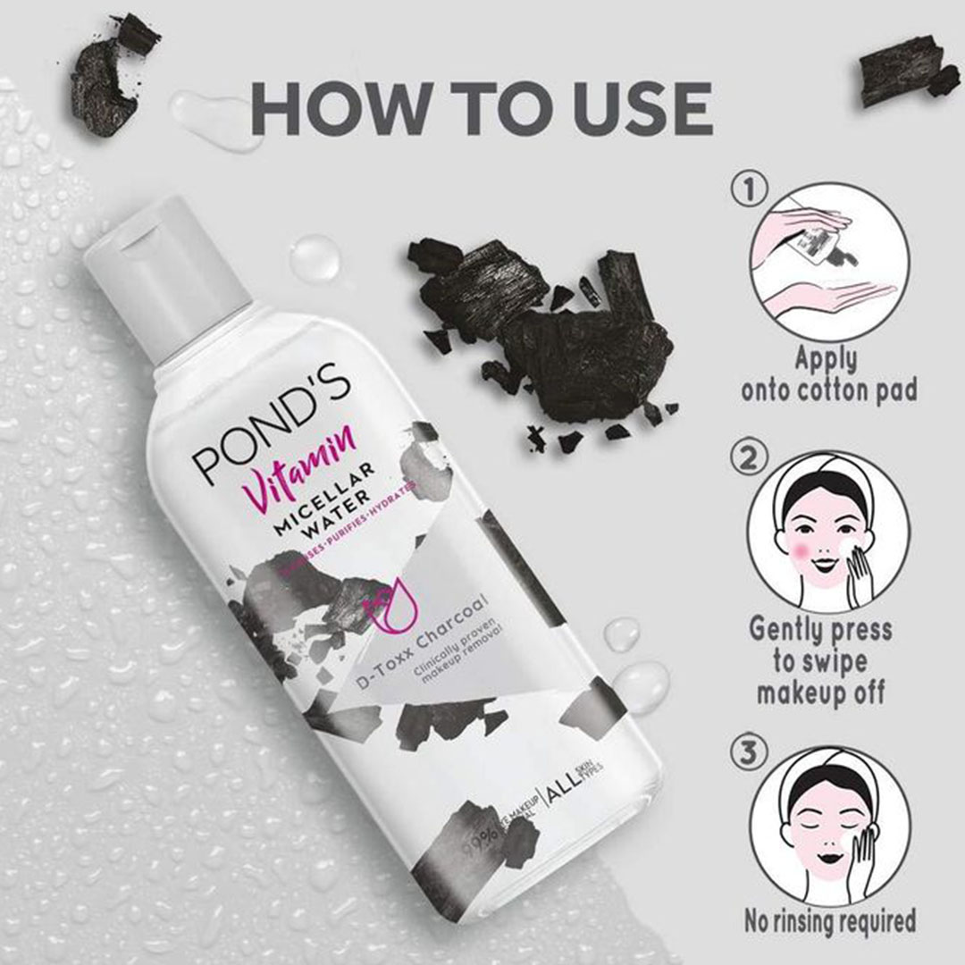 ماء ميسيلار فيتامين من بوندز لإزالة السموم بالفحم - 400 مل