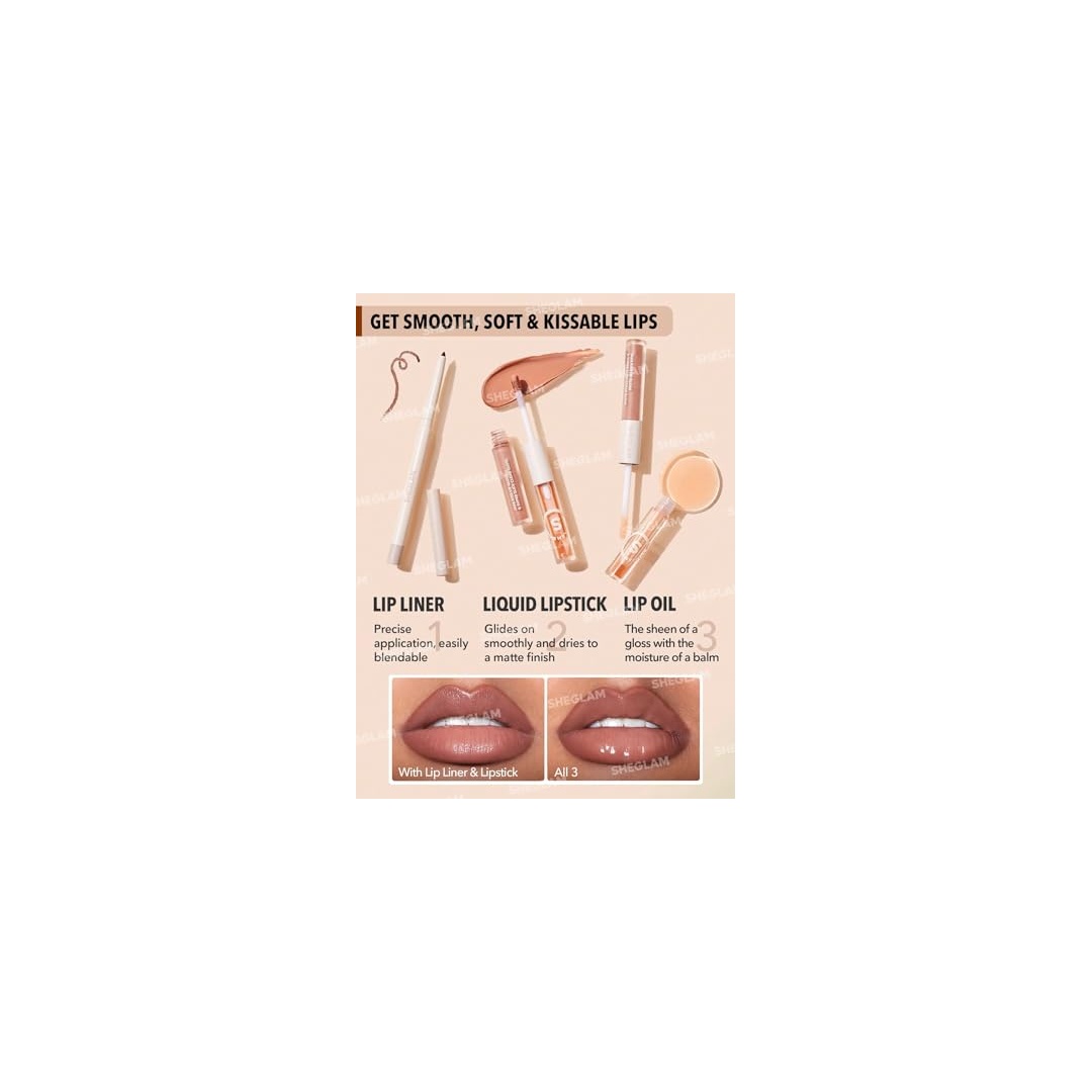 مجموعة احمر شفاه وقلم محدد للشفاه سوفت ناينتيز بالوان نود من شيجلام