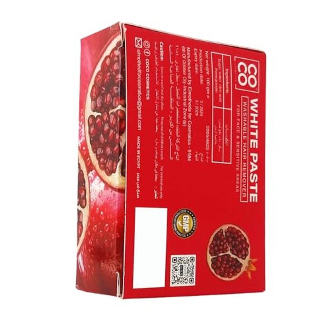 مزيل شعر كوكو واكس أبيض قابل للغسل بنكهة الرمان - 100 جم