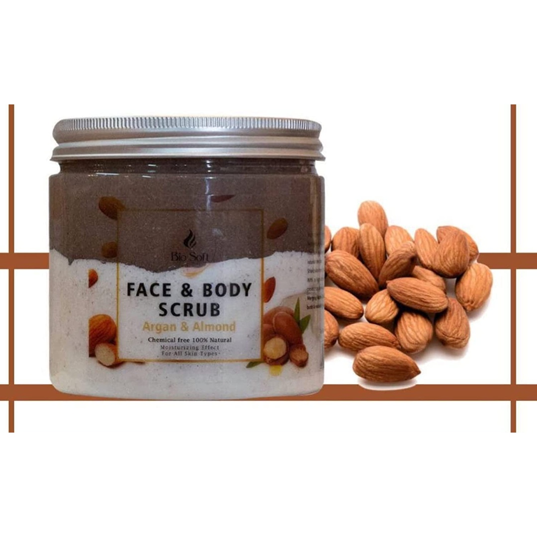 مقشر للوجه والجسم بالأرجان واللوز من بايو سوفت - 500 جم
