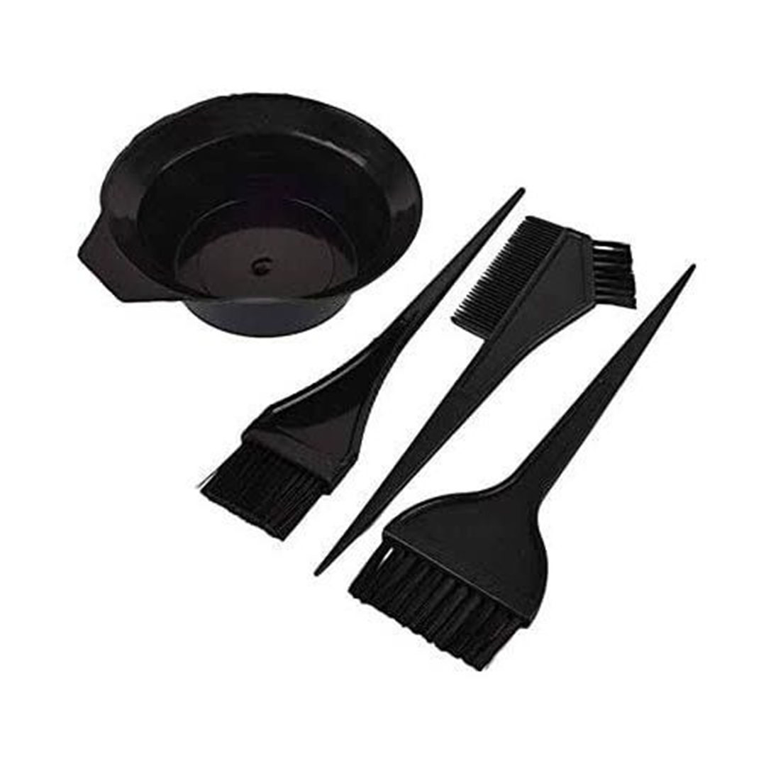 طقم فرشاة وطبق صبغ الشعر - 4 قطع