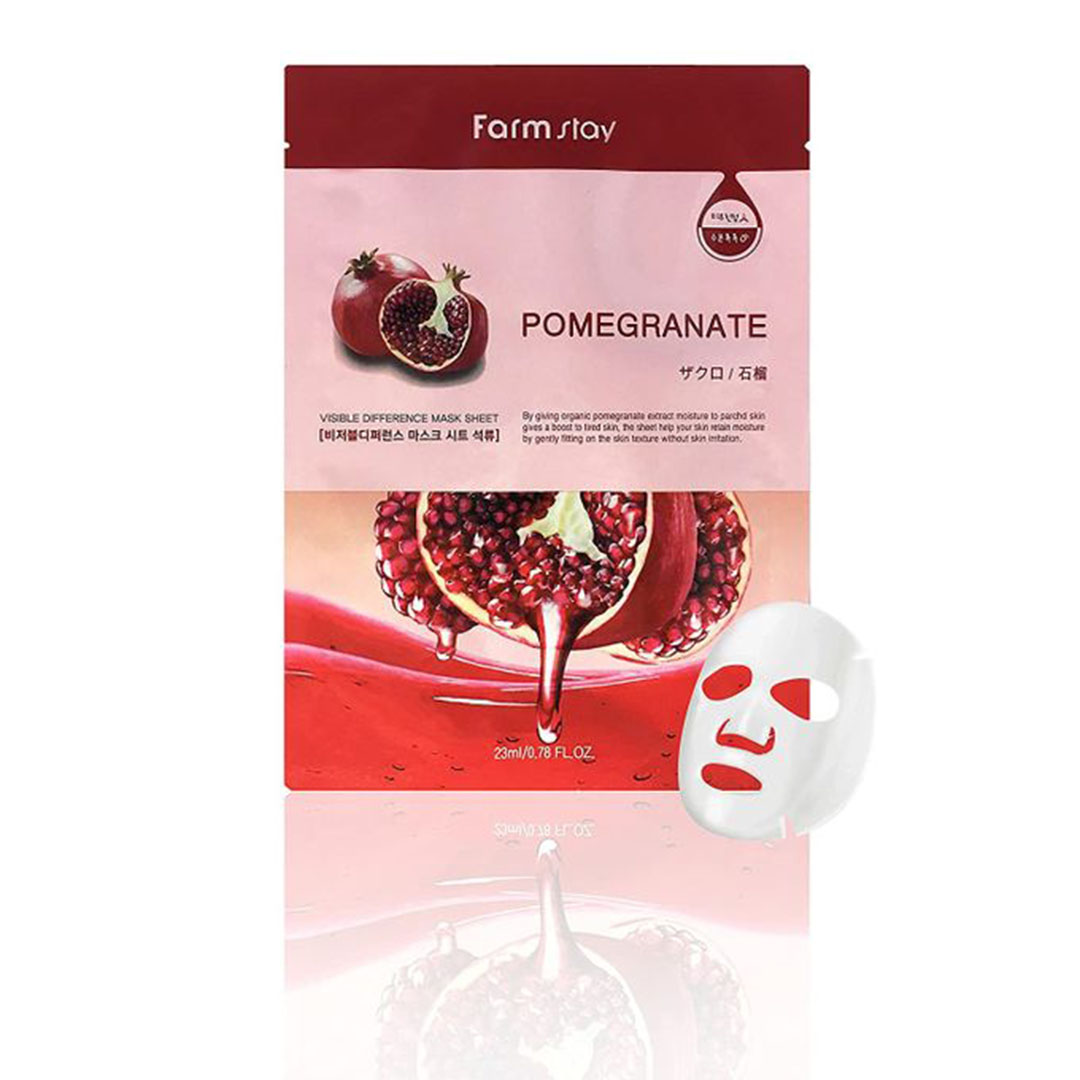 قناع الوجه الكوري المضاد للشيخوخة بخلاصة الرمان من فارم ستاي - 23 مل