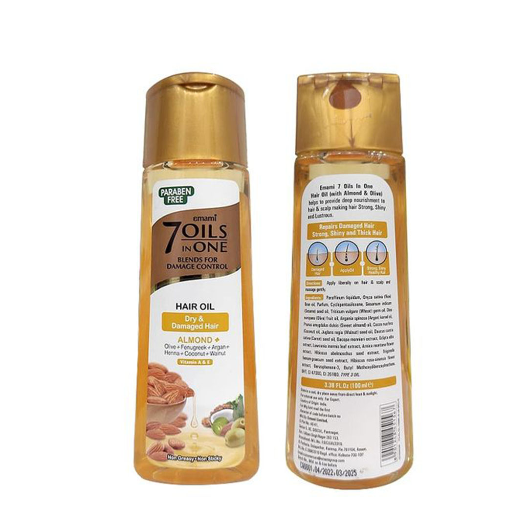 زيت الشعر 7 في 1 من إيمامي للشعر الجاف والتالف - لوز - 100 مل