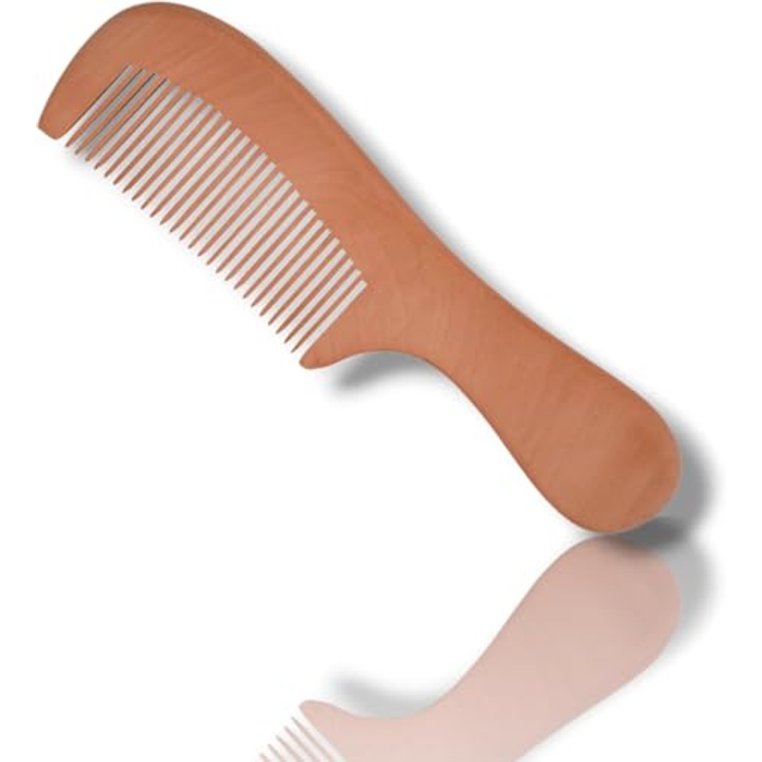 مشط خشب طبيعي بيد - بيج