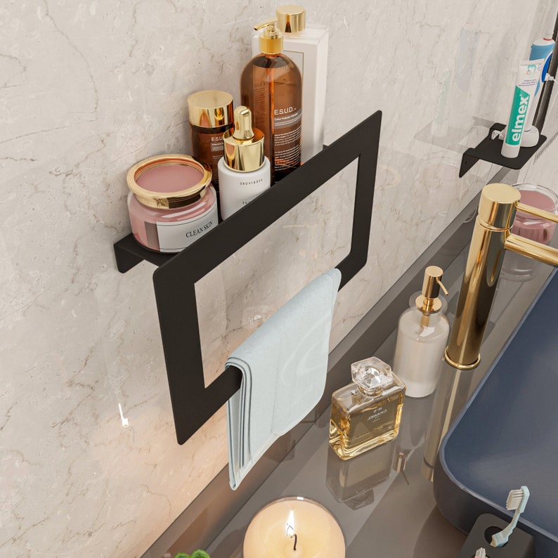 فواطة حلقة مربعة برف خلفي مزود بمانع انزلاق ستانلس ستيل - اسود