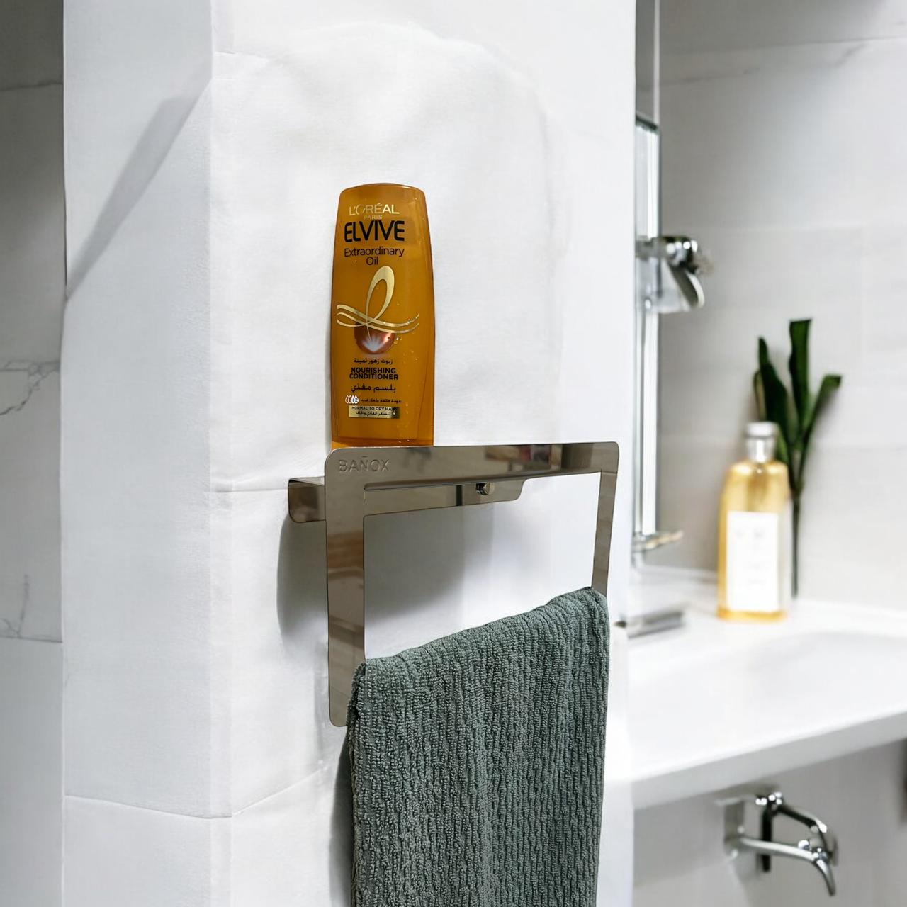 فواطة حلقة مربعة برف مزود بمانع انزلاق ستانلس ستيل - فضي