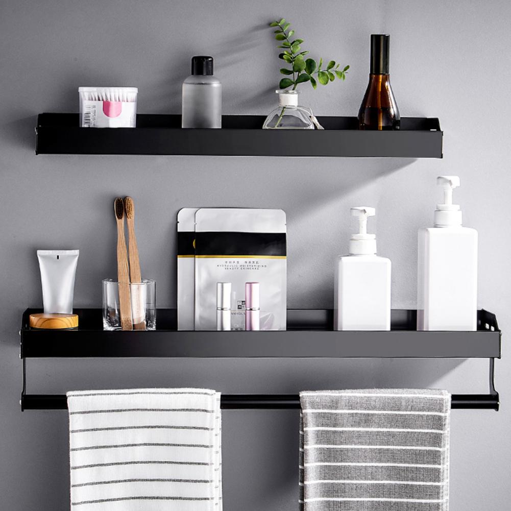 طقم منظم رف 40 سم + رف بالفواطة 50 سم ستانلس - أسود