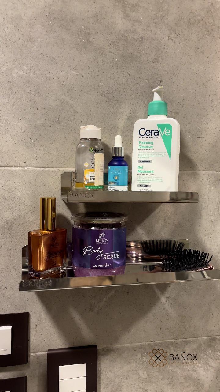 2 رف منظم ستانلس ستيل - 20 سم و 30 سم - فضي