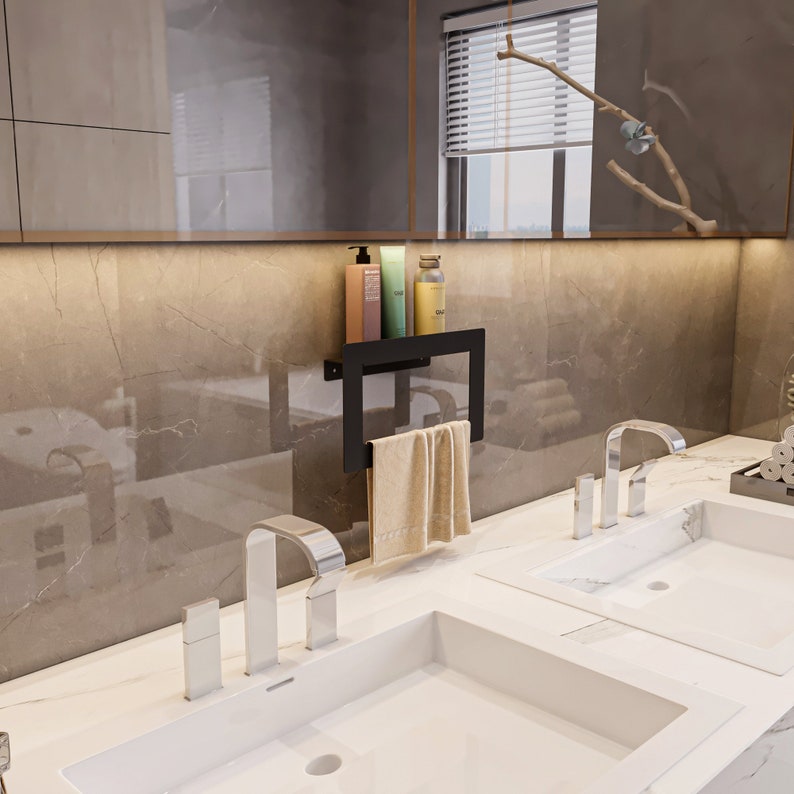 فواطة حلقة مربعة برف خلفي مزود بمانع انزلاق ستانلس ستيل - اسود