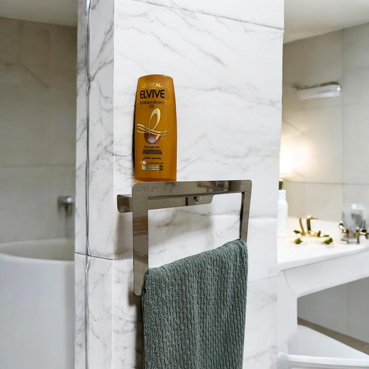 فواطة حلقة مربعة برف مزود بمانع انزلاق ستانلس ستيل - فضي