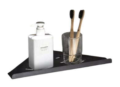 ركن ستانلس ستيل لإكسسوارات الحمام - أسود