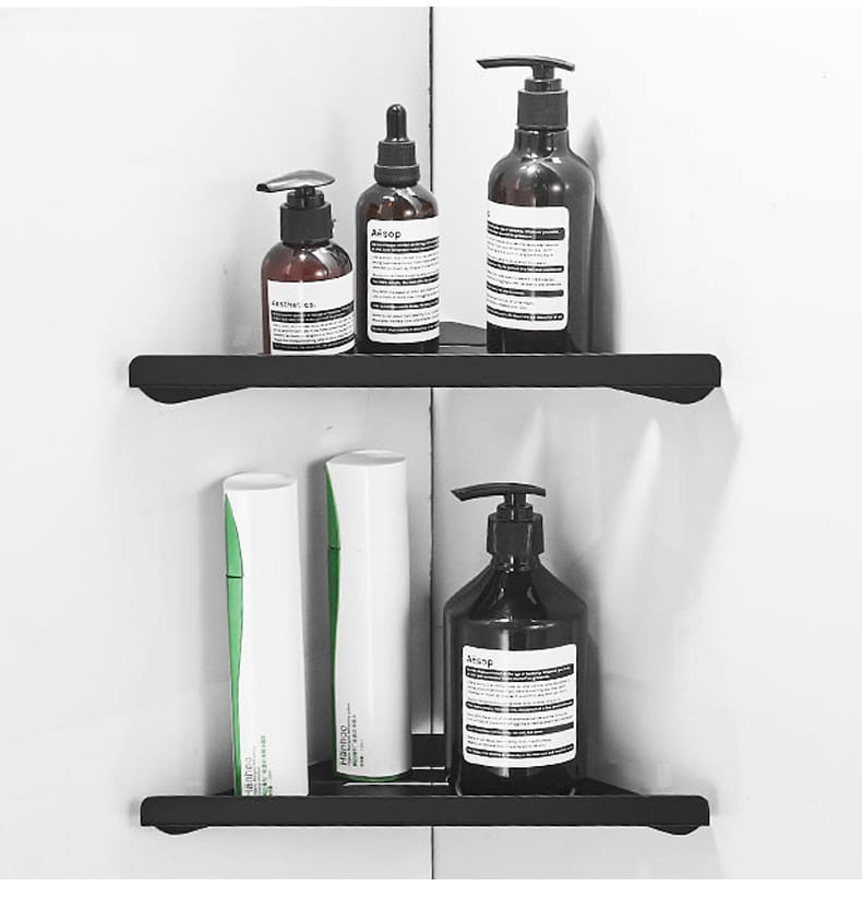 منظم لركن الدش 2 رف ستانلس ستيل - أسود