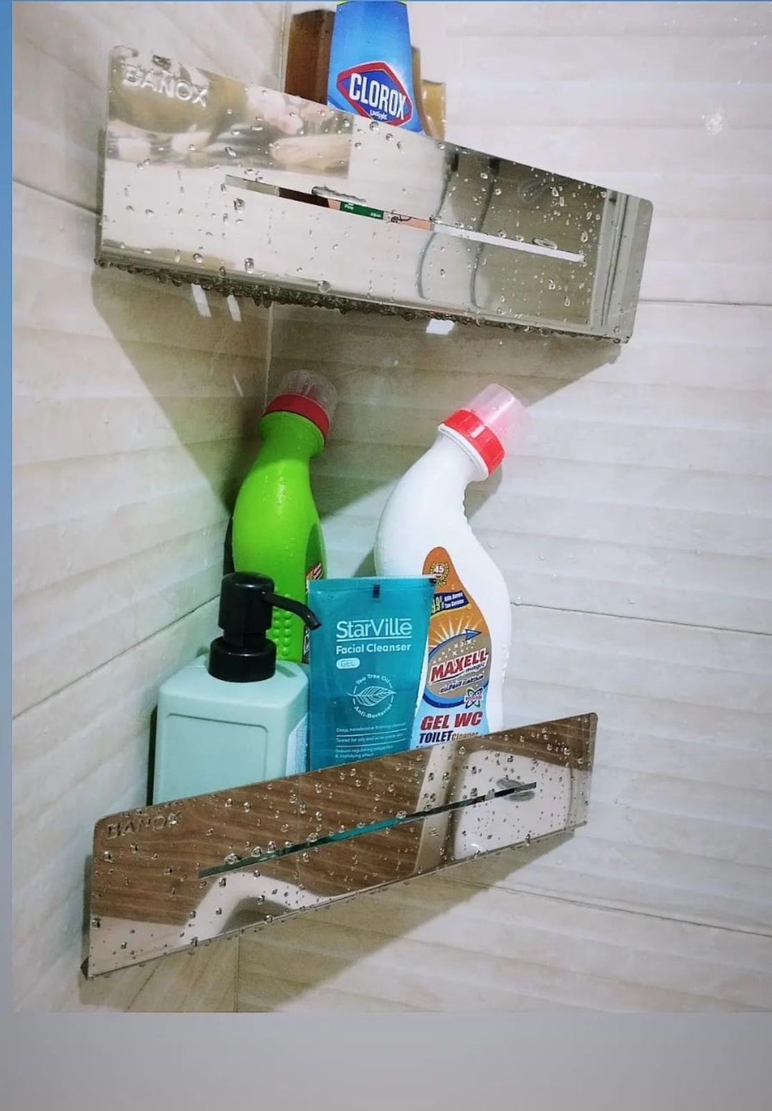 ركن 2 دور ستانلس ستيل للحمام - فضي