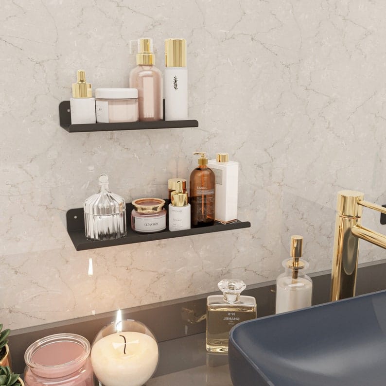 2 رف منظم ستانلس ستيل - 20 سم و 30 سم - أسود