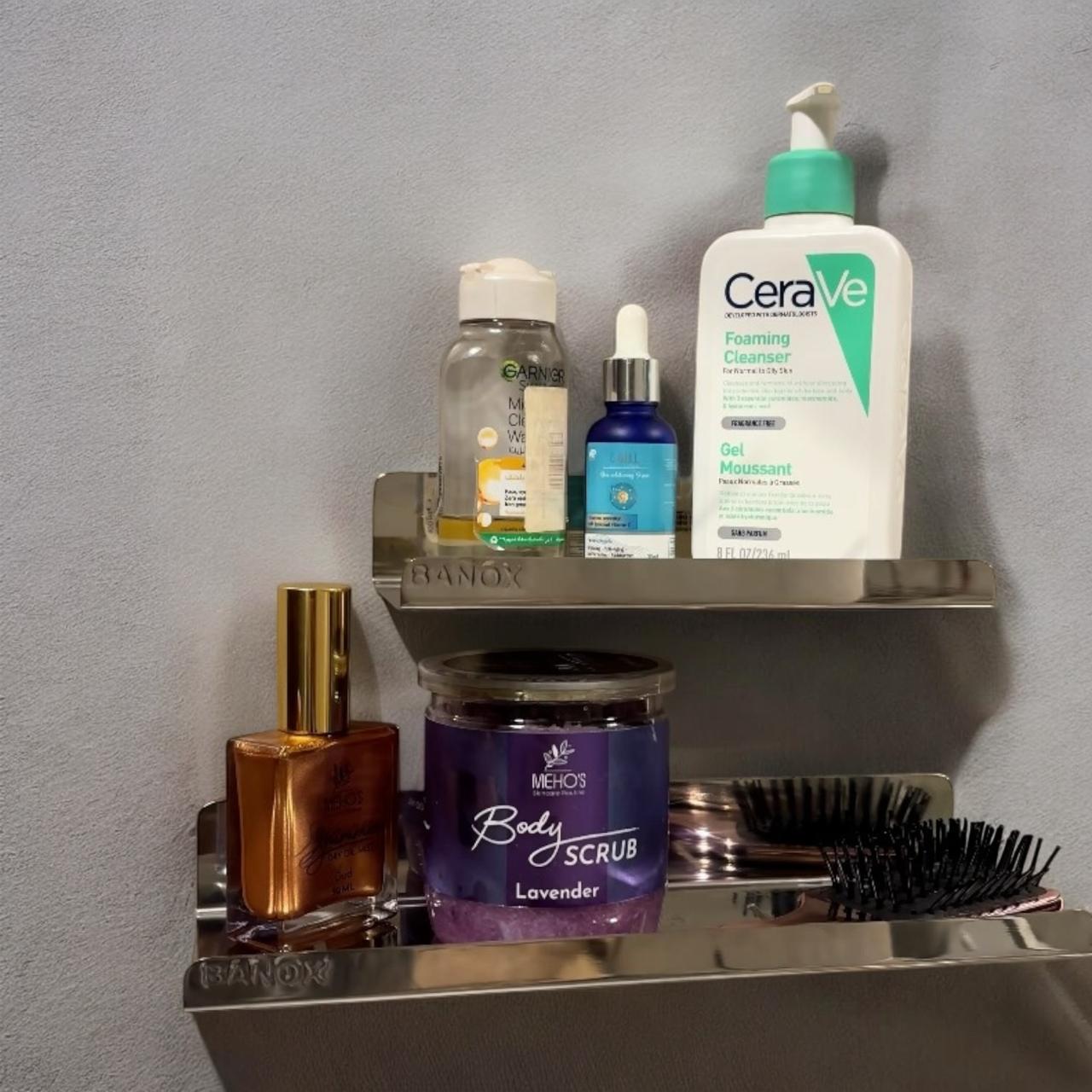 2 رف منظم ستانلس ستيل - 20 سم و 30 سم - فضي