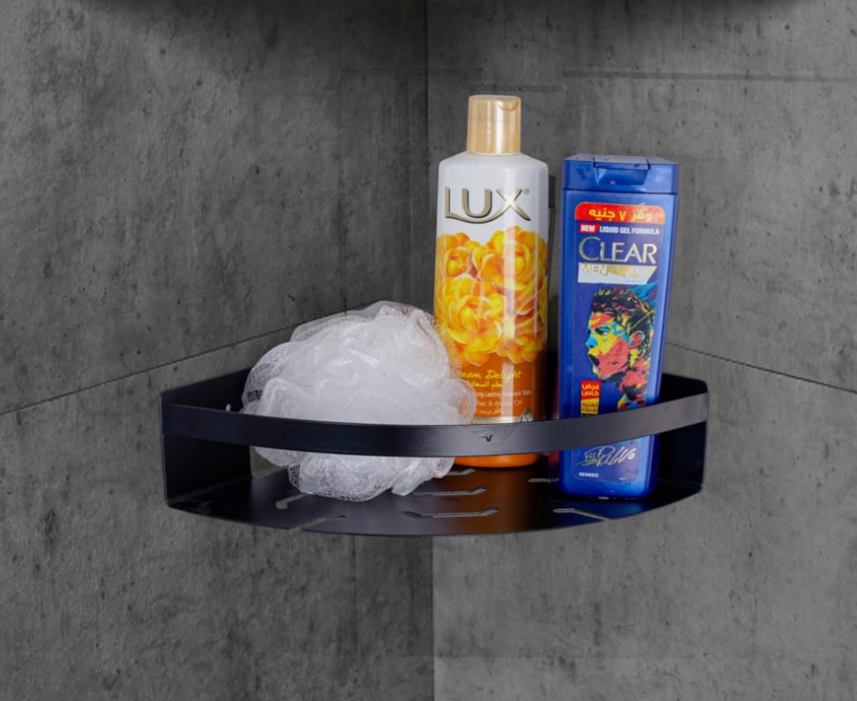 ركن دائري ستانلس ستيل لإكسسوارات الحمام و المطبخ - أسود