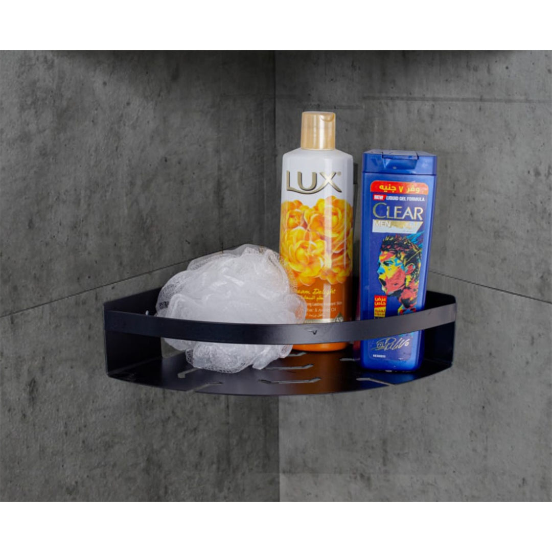 ركن دائري ستانلس ستيل لإكسسوارات الحمام و المطبخ - أسود