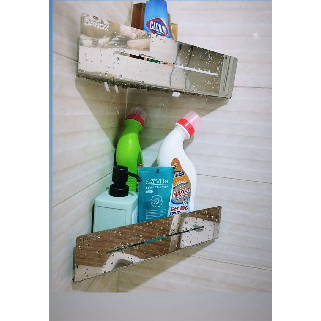 ركن 2 دور ستانلس ستيل للحمام - فضي