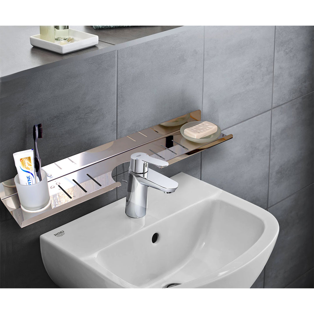 منظم لوحدة الحوض ستانلس بصبانة وكوب لفرش الاسنان - فضي