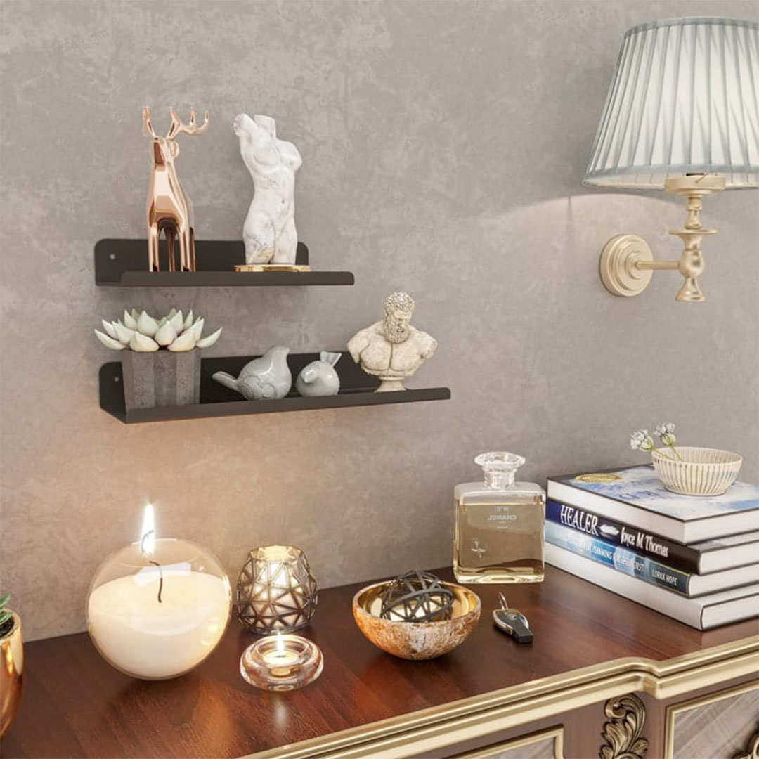 2 رف منظم ستانلس ستيل - 20 سم و 30 سم - أسود