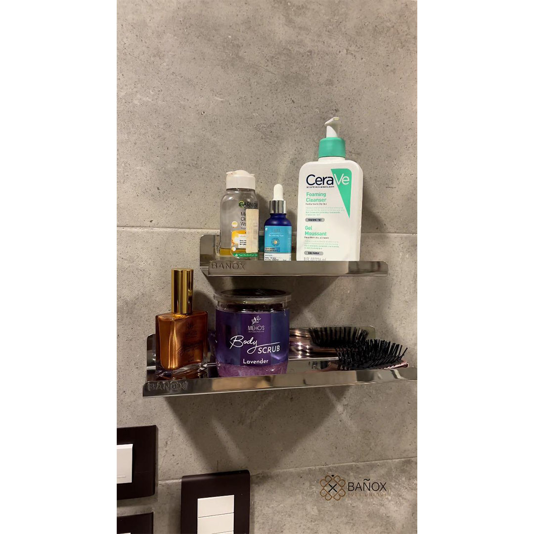 2 رف منظم ستانلس ستيل - 20 سم و 30 سم - فضي