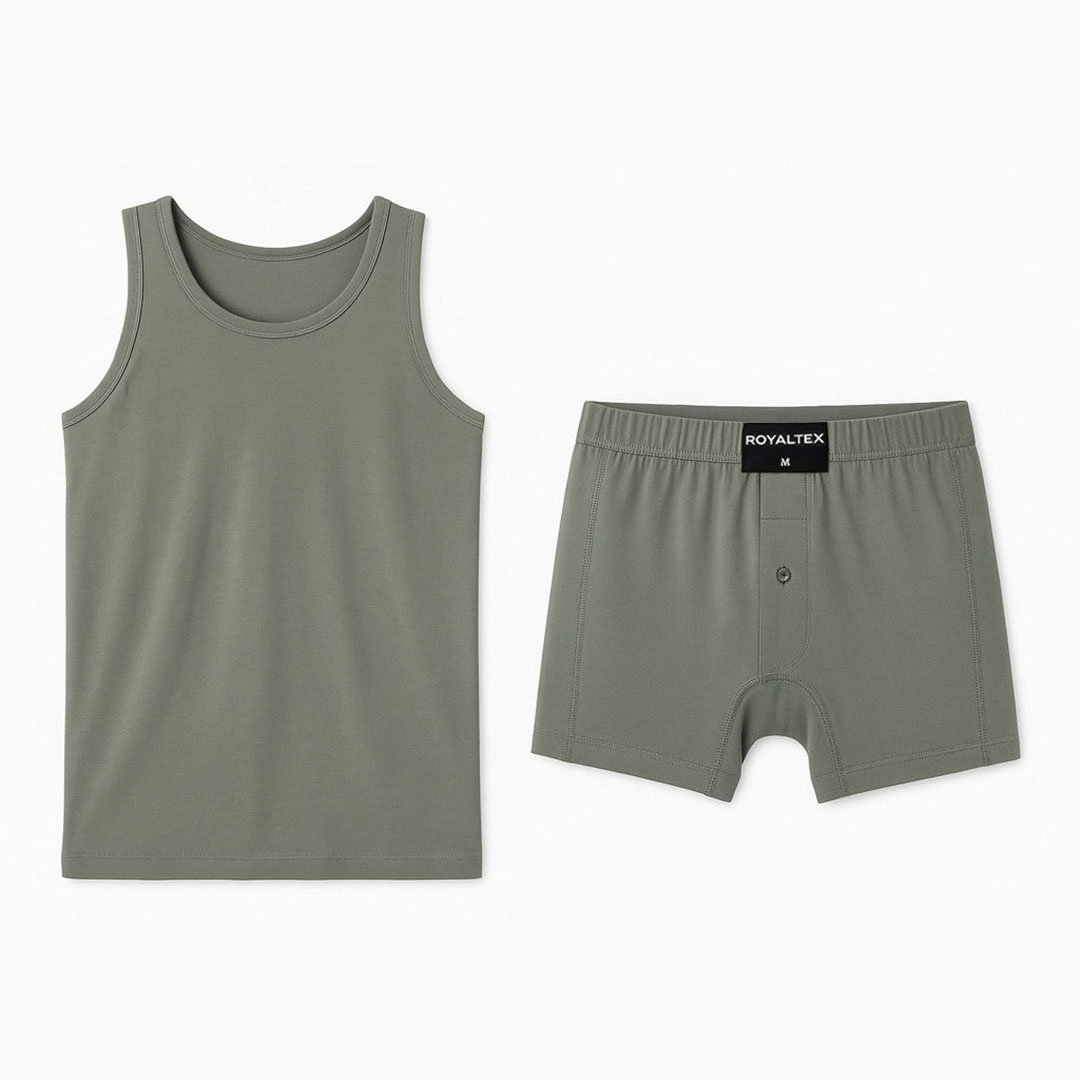 طقم فانله وبوكسر قطن رجالي - 2 قطعة