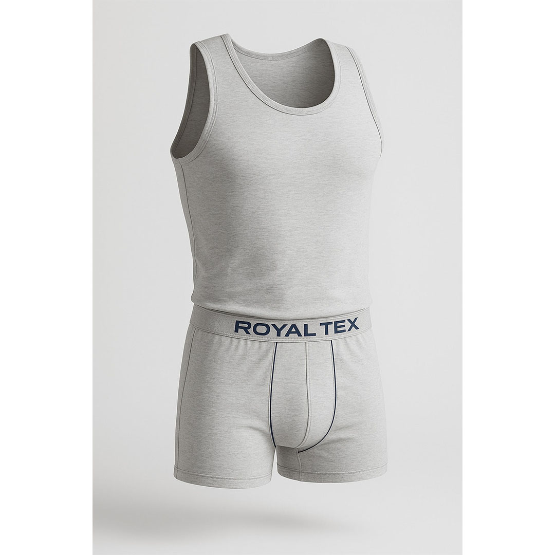 طقم فانله وبوكسر ليكرا رجالي - 2 قطعة