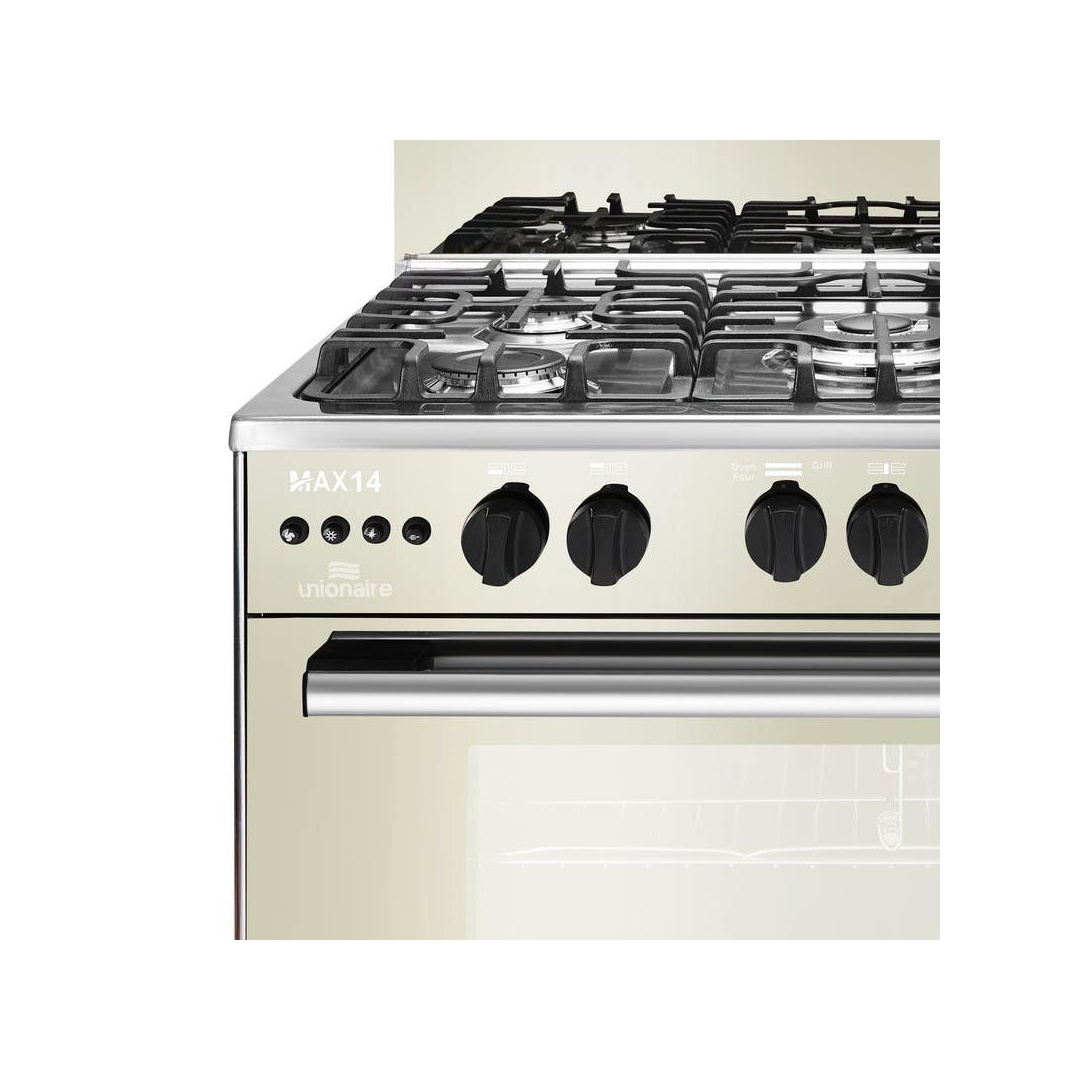 يونيون إير بوتاجاز غاز إشعال ذاتي كامل - 5 شعلات - مروحة نصف أمان رقمي - C69SS-GC-447-IFDSO-M14-AL