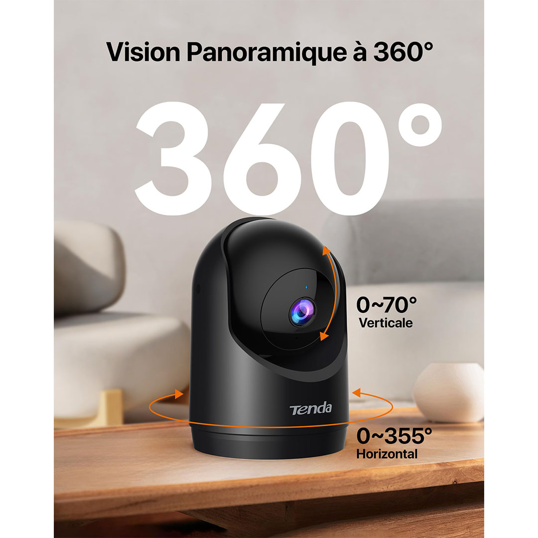تيندا كاميرا مراقبة داخلية 2K CP3 V3.0 واي فاي 6 360 درجة مع صوت ثنائي - أسود