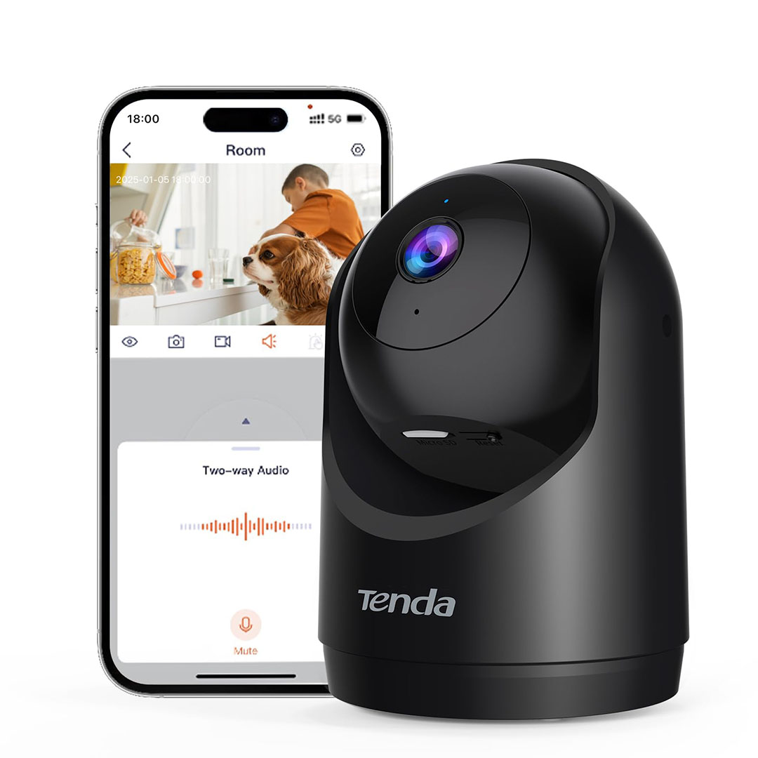 تيندا كاميرا مراقبة داخلية 2K CP3 V3.0 واي فاي 6 360 درجة مع صوت ثنائي - أسود