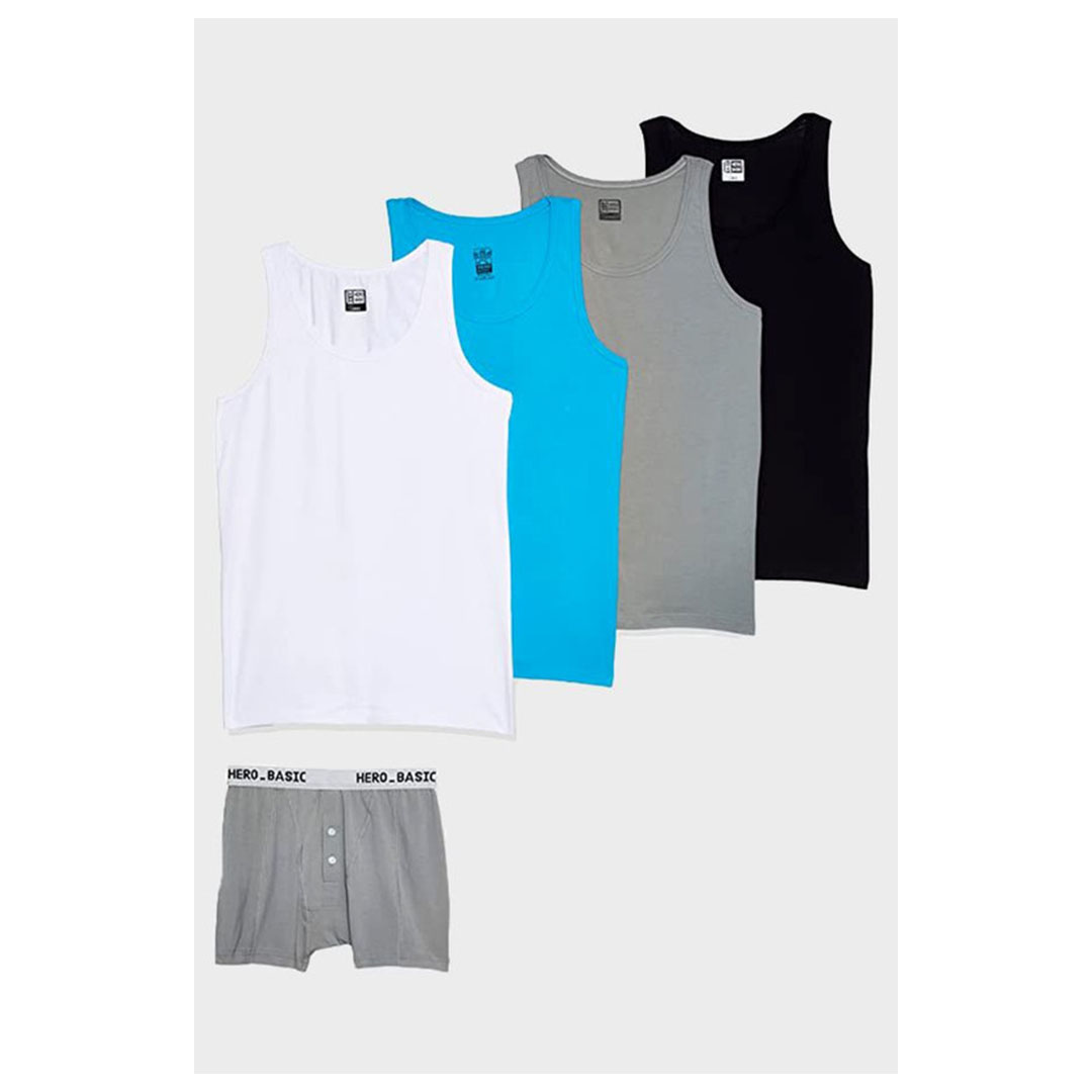 هيرو بيسيك للرجال تانك توب - 4 قطع مع بوكسر هدية