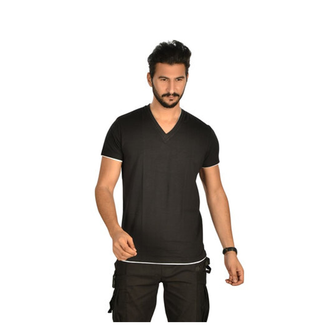 تيشيرت هيرو بيسيك رجالي نصف كم ورقبة V مزدوجة ليكرا