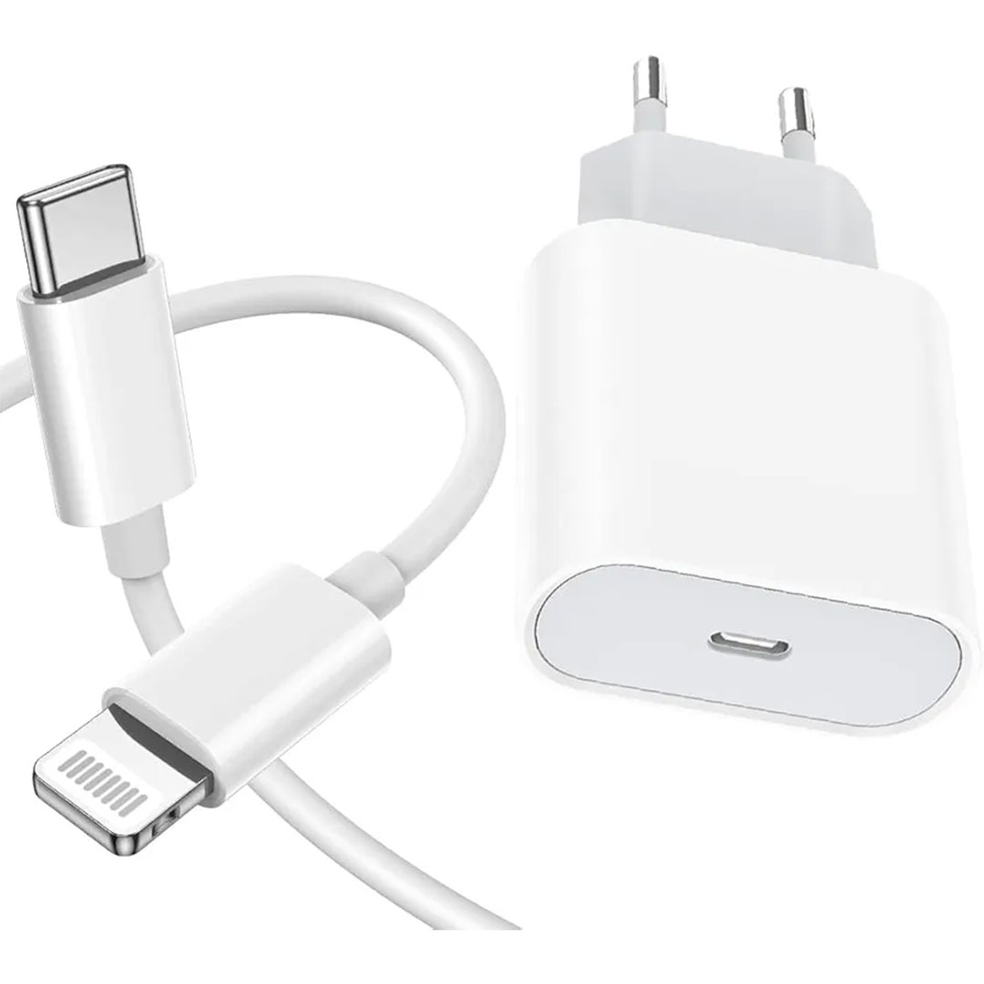 شاحن USB-C to Lightning 25 وات - أبيض