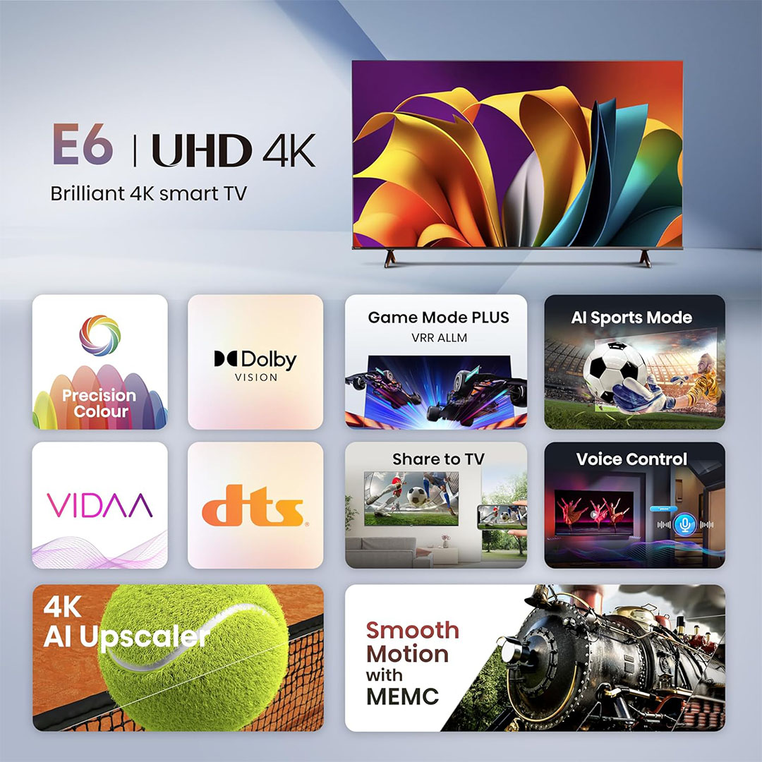 تلفزيون سمارت هايسينس 55 بوصة - 4K UHD - نظام تشغيل E6N-Dolby - أسود - 55A6N