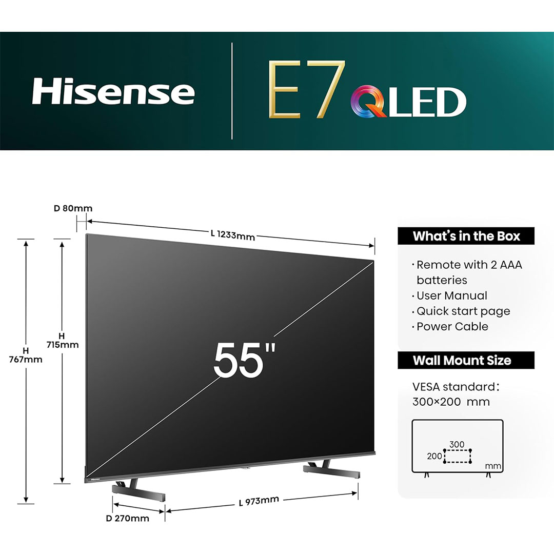 تلفزيون سمارت من هايسنس 55 بوصة - 4K QLED - أسود - 55Q6N