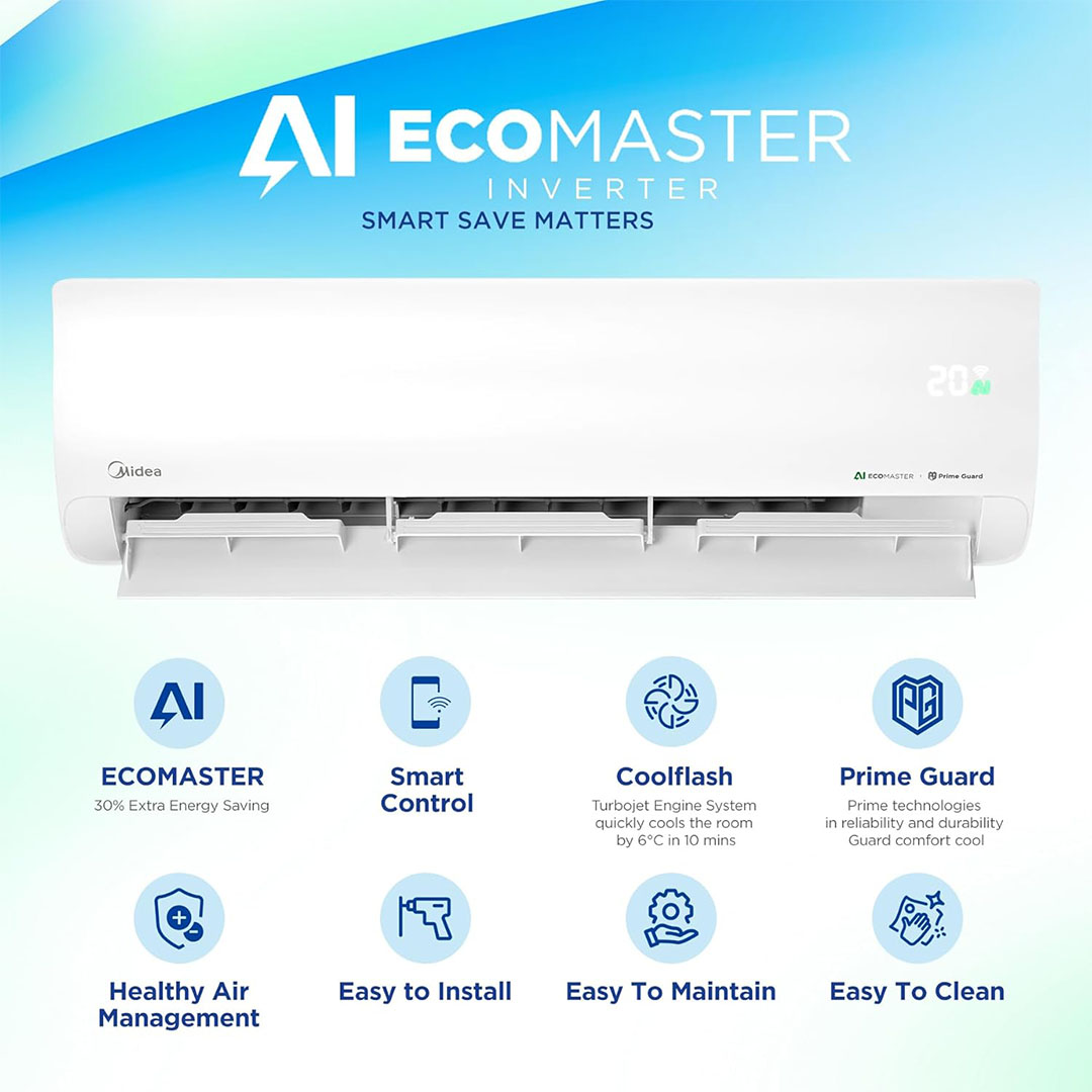 مكيف هواء ميديا إيكو ماستر إنفيرتر - 1.5 حصان - تبريد وتدفئة - M1SEFT-12HRDN8F-Q8