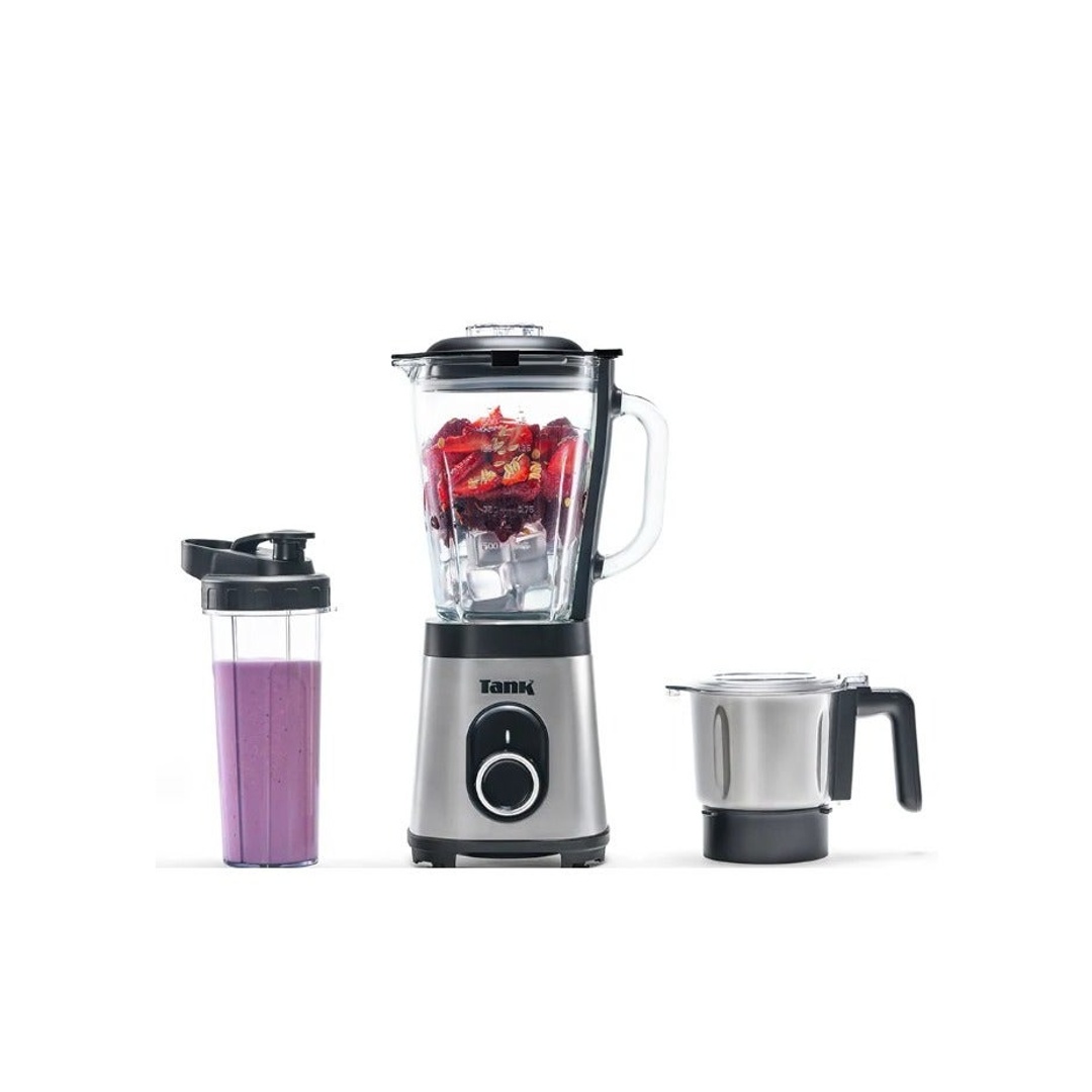 خلاط تانك سوبر YB-S62K-GR - 800 وات - 1.5 لتر + مطحنة 500 مل + زجاجة 900 مل - رمادي