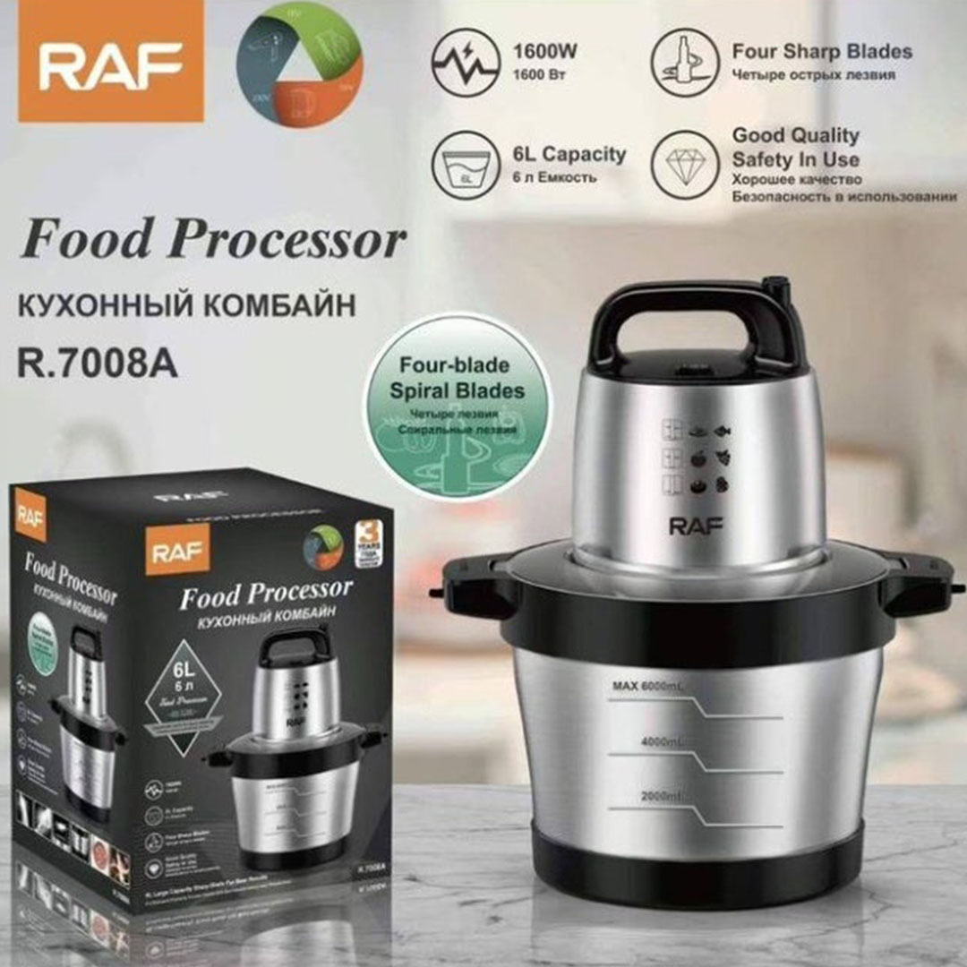 كبة ستانلس ستيل من راف - 6 لتر - أسود / فضي - R.7008A