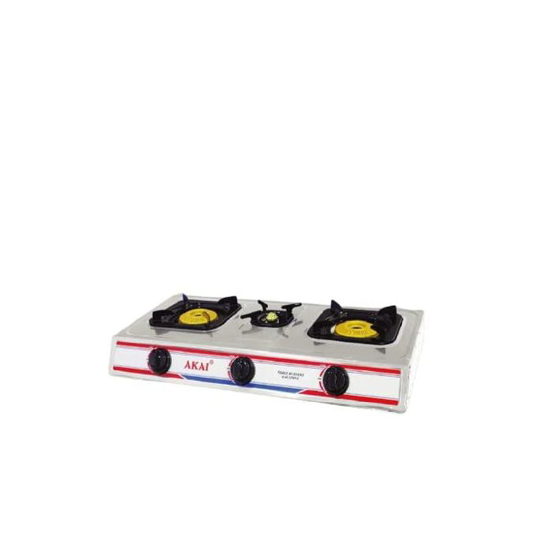 بوتاجاز مسطح أكاي 3 شعلات – فضي