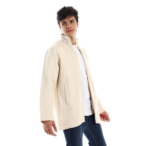 EZM033 جاكيت خفيف الوزن بسوستة وجيوب - اوف وايت