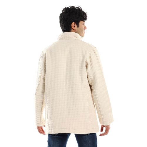 EZM033 جاكيت خفيف الوزن بسوستة وجيوب - اوف وايت