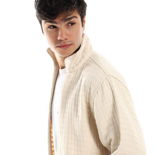 EZM033 جاكيت خفيف الوزن بسوستة وجيوب - اوف وايت