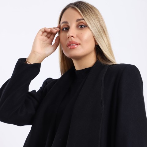 جاكيت طويل شتوي مفتوح - أسود