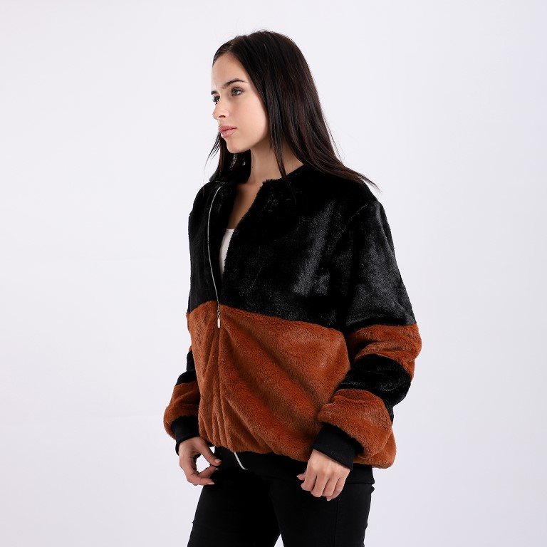 جاكت فرو كم طويل بسوستة أمامية - أسود