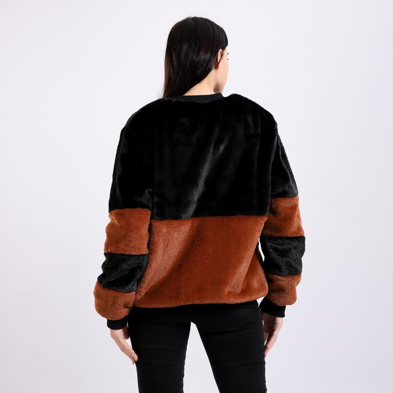 جاكت فرو كم طويل بسوستة أمامية - أسود